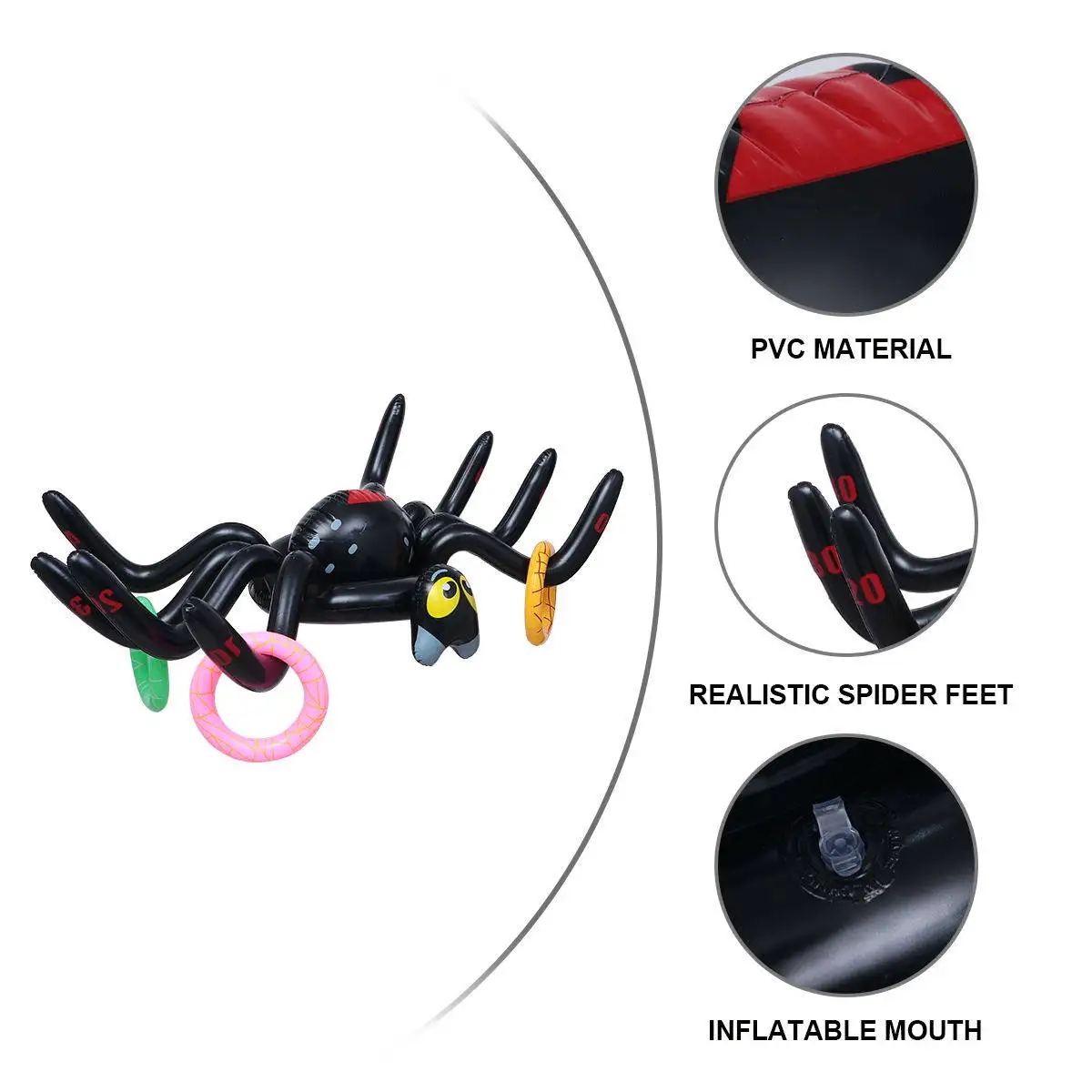 

Надувные игрушки для вечеринок на Хэллоуин: водные кольцебросы с пауками