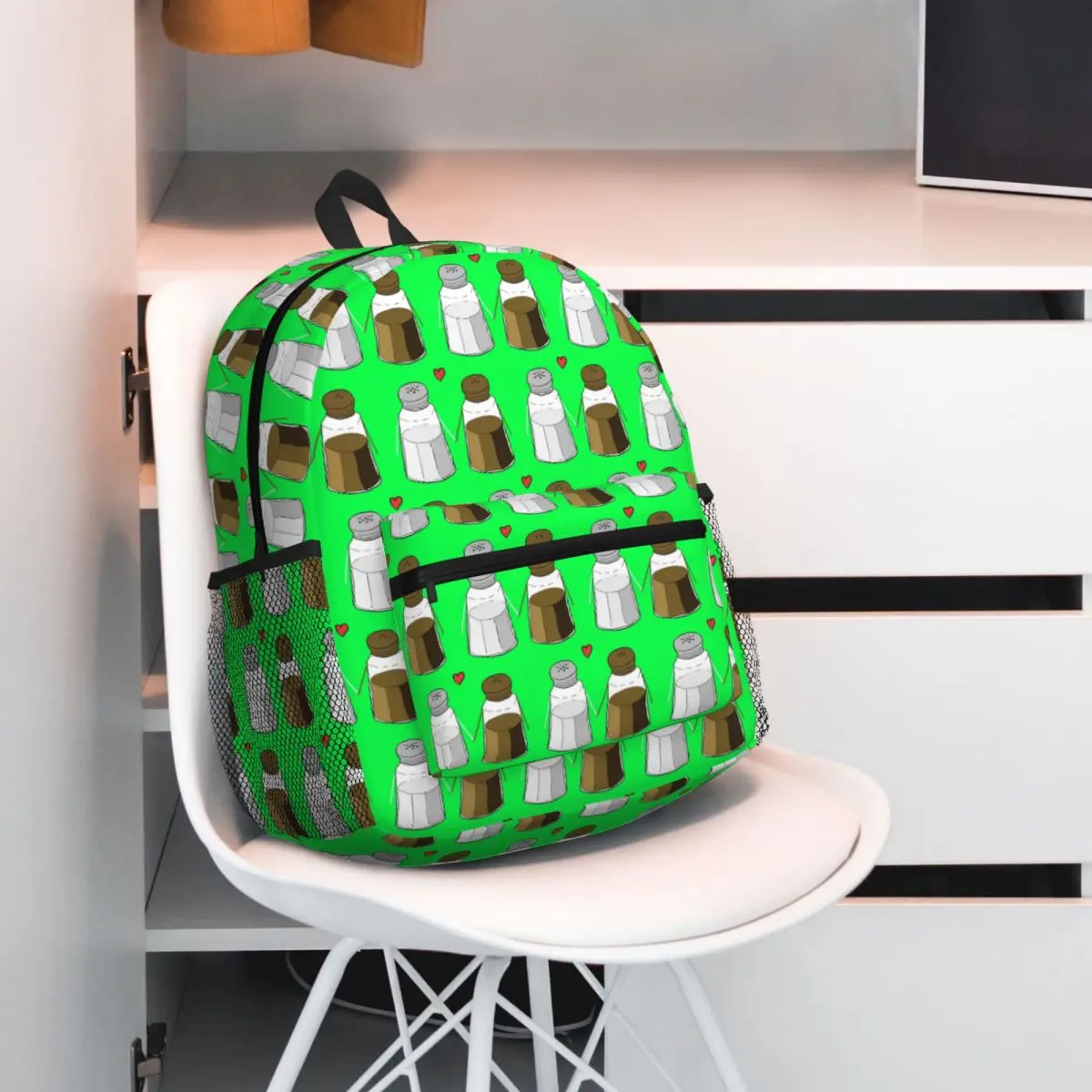Salt And Pepper Doodle Love Backpack Daypack Large Capacity Kids BookBag School Bag Shoulder Bags for Men Women