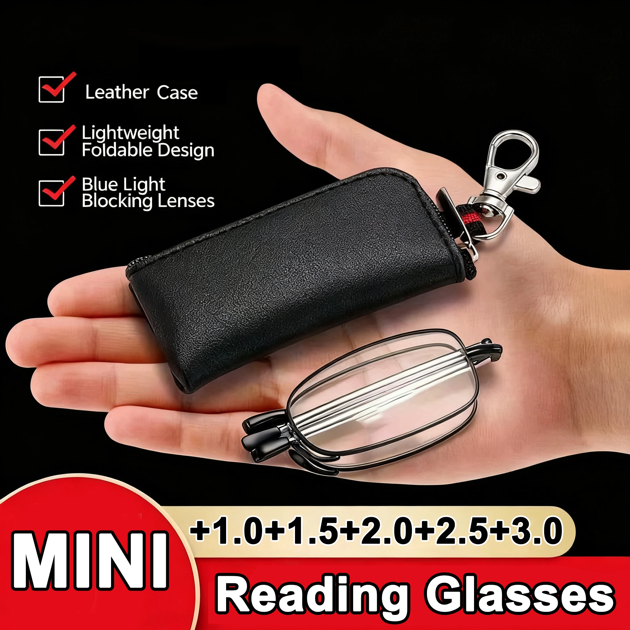 Tragbare faltbare Lesebrille mit Aufbewahrungstasche, Mini-Brille, Anti-Blaulicht, ultraleichte Presbyopie-Brille für Damen und Herren