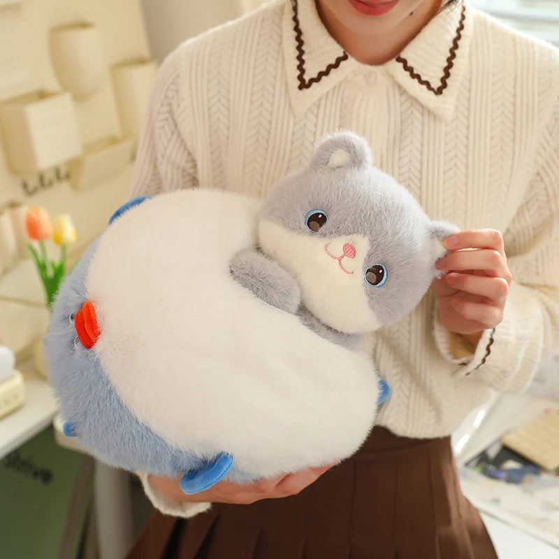 28-45cm Pufferfish Plush Doll Cat and Blanket Inside Office Pillow and Rest Blanket Home Decoration Accompanying Plush Doll