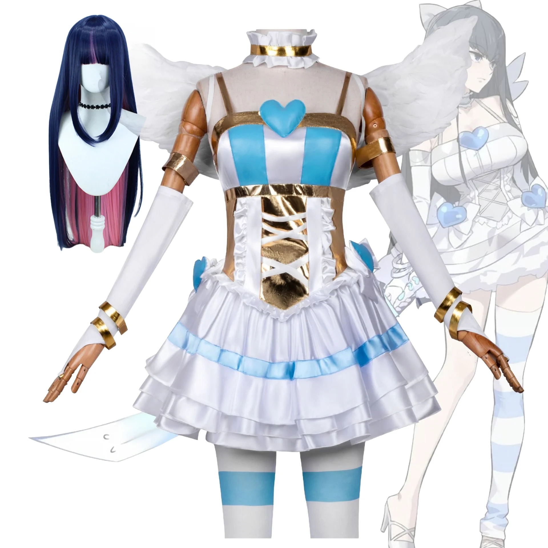 Трусики-чулки Анархия с подвязками Косплей Костюм парик