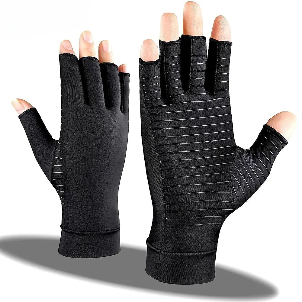 

Copper Arthritis Compression Gloves Rheumatoid Arthritis Pain Relief Swelling Fingerless Glove for Computer Typing Joint Support