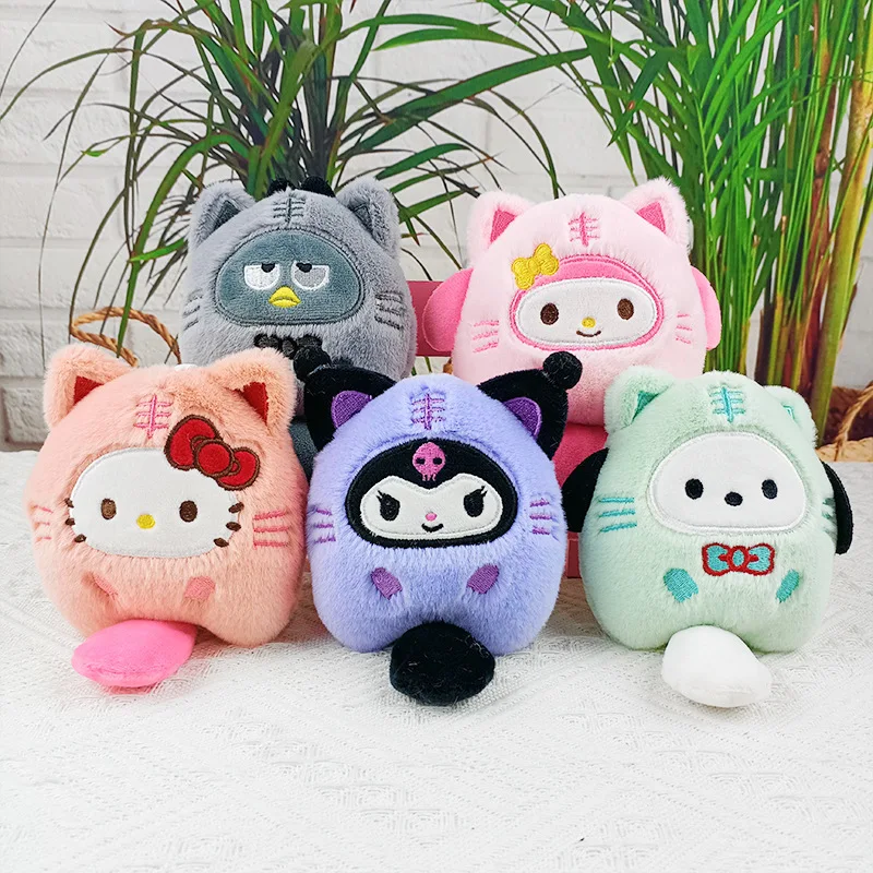 MINISO Plush Sanrio Doll Keychain Kuromi Big Ear Dog Car Keychain Katie Cat Couple Backpack Pendant Decoration Friends Toy Gift