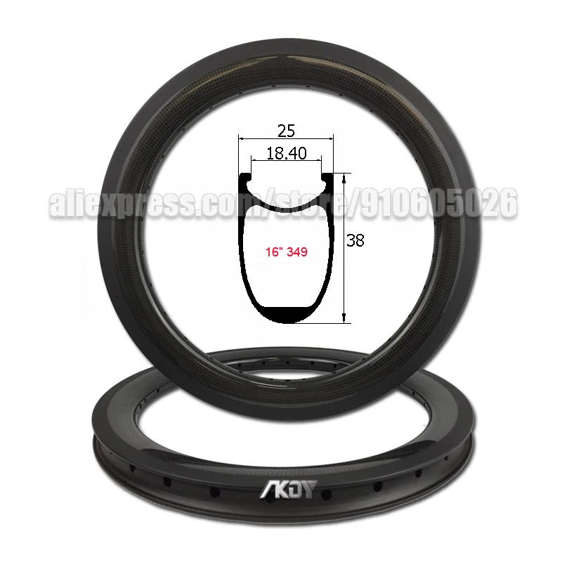 16 Inch 349 Carbon Rim 38mm Folding Bikes V/Disc Brake Carbon 16\