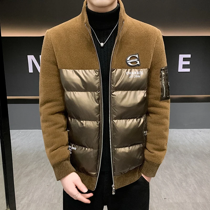 

2025 Winter Men's Woolen Cotton Thick Jacket Stand Up Collar Warm Trench Blends Short Coats Men Casual Business Social Overcoat