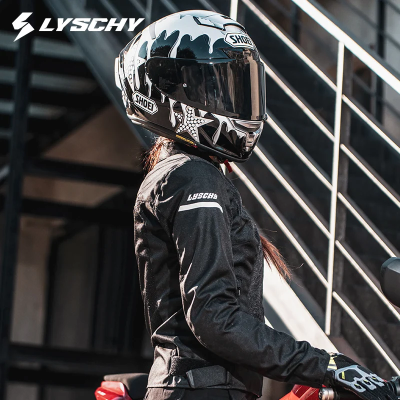 

Newest LYSCHY Girls Summer Breathable Mesh Night Reflective Racing Jacket CE1/CE2 Women Riding Clothes Slim Motorcycle Jacket