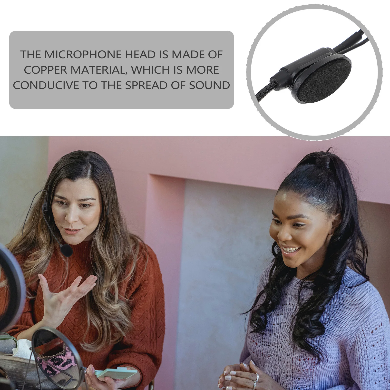 

Wired Microphone 3.5mm Screw Locking Headwear Condenser Lightweight Copper Sound Spread High Shielding Comfortable Voice