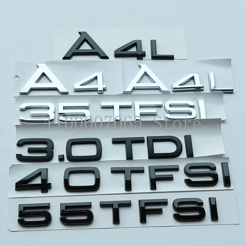 ABS Letters Numbers Emblem for A4 A4L 35TFSI 40TFSI 45TFSI 2.0TDI 3.0TDI Quattro Allroad Car Front Trunk Side Logo Sticker