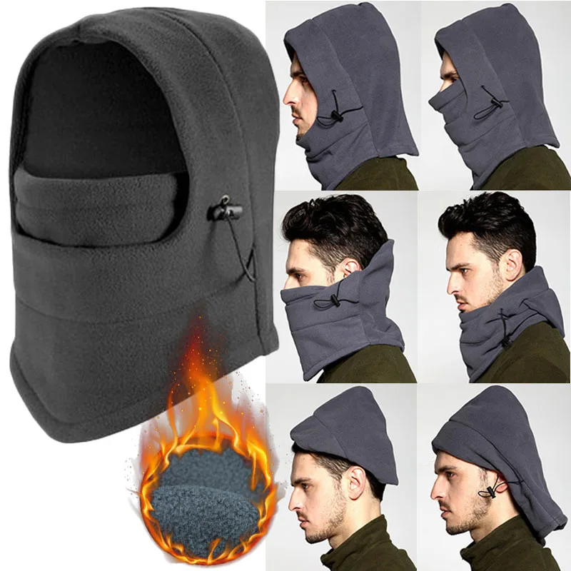 Outdoor Thermal Fleece Balaclava Mask Full Face Winter Warm Caps Men Cycling Hats Waterproof Face Cover Neck Warmer Scarves