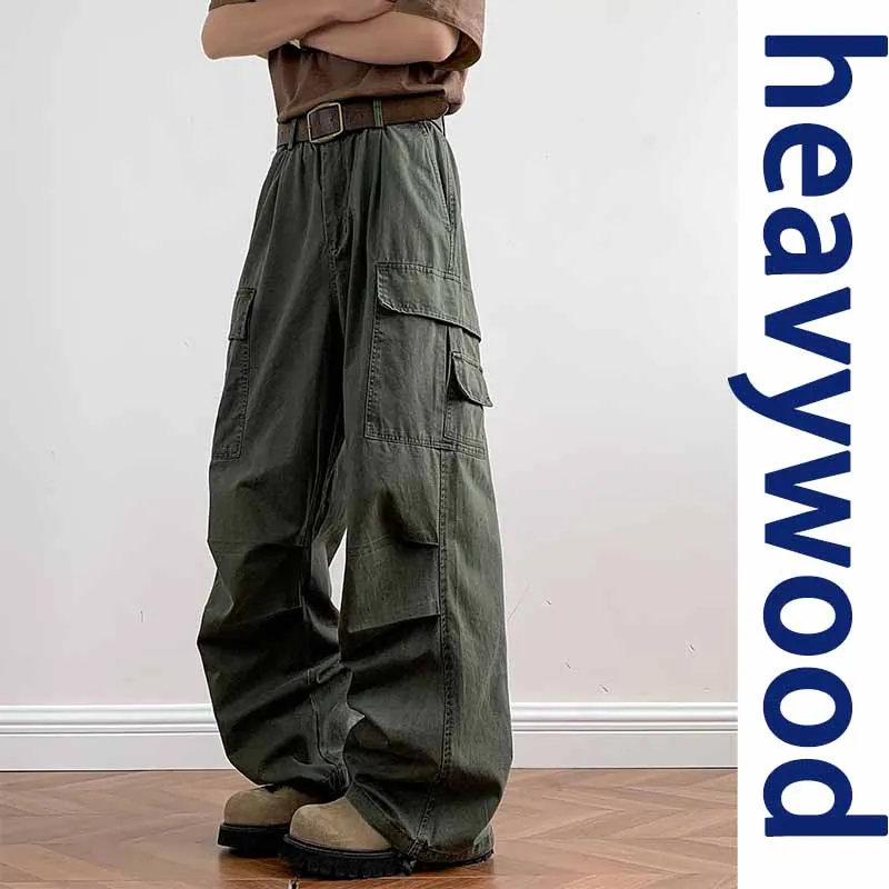

American Style Casual Pants 2026 NEW Cargo Trousers High Street Drawstring Workwear Trendy Loose Versatile Straight Wide-Leg