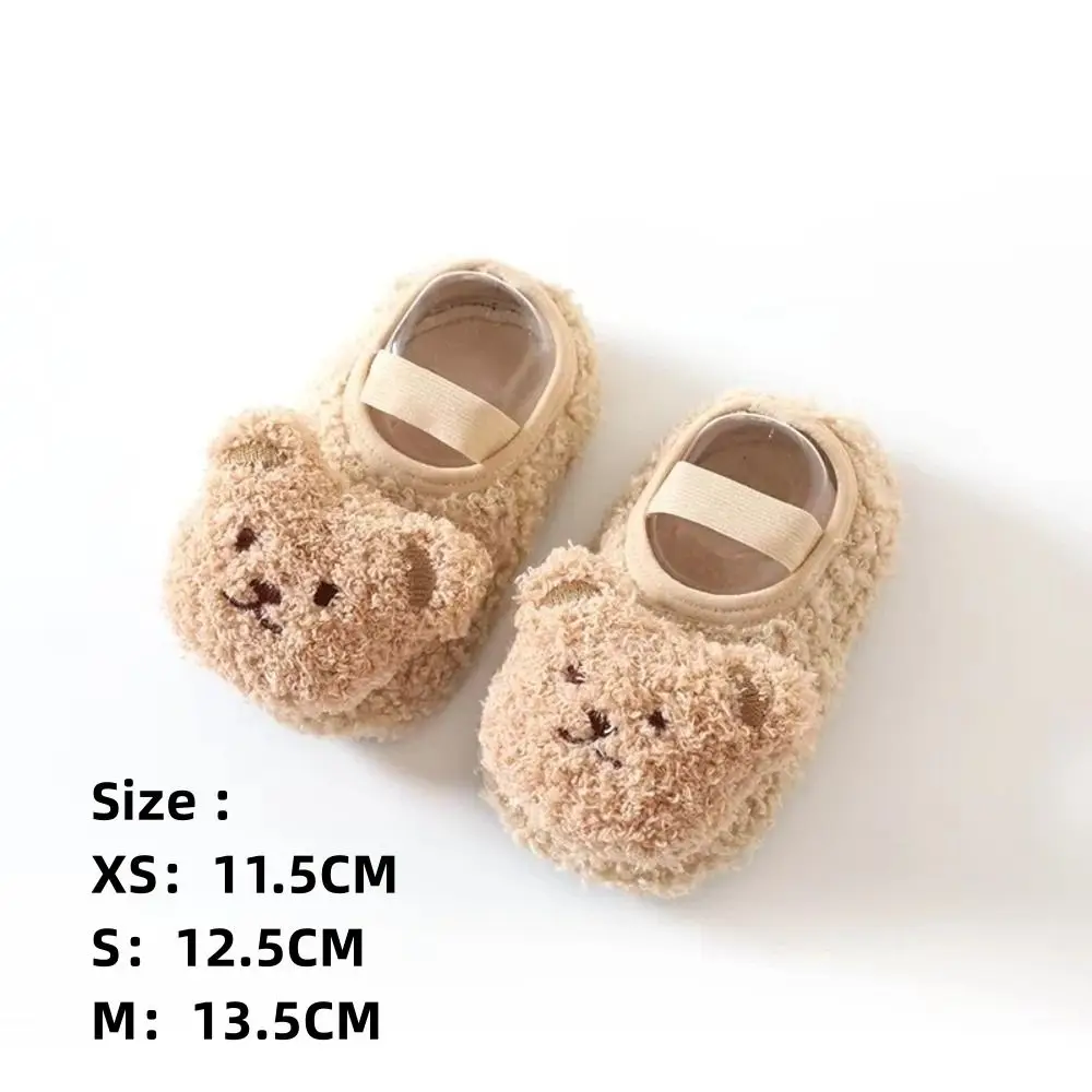 New Winter Warm Slippers Cute Cartoon Bear Anti-slip Toddler Shoes Footwear Newborn Learning Walking Shoes Infant Floor Socks