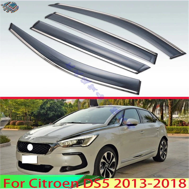 

For Citroen DS5 2013-2018 Plastic Exterior Visor Vent Shades Window Sun Rain Guard Deflector 4pcs 2014 2015 2016 2017