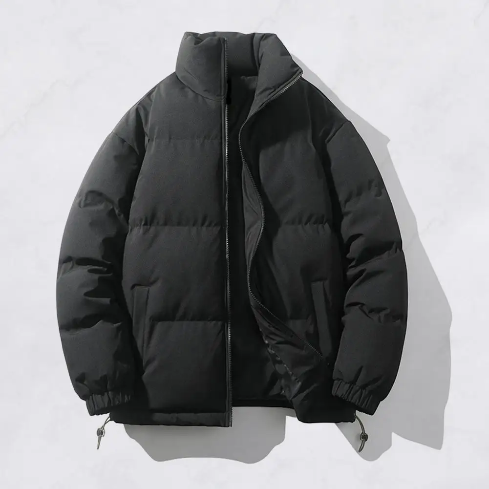Chaqueta de estilo callejero para mujer y hombre, Abrigo acolchado de algodón con bolsillos y dobladillo con cordón, ropa de abrigo cálida para