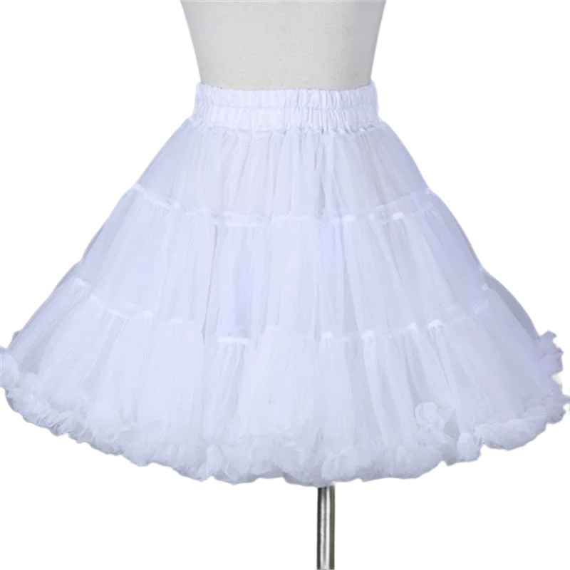 Anáguas curtas brancas para mulheres e meninas, Crinolina, Fofo, Casamento, Lolita, Underskirt, Branco