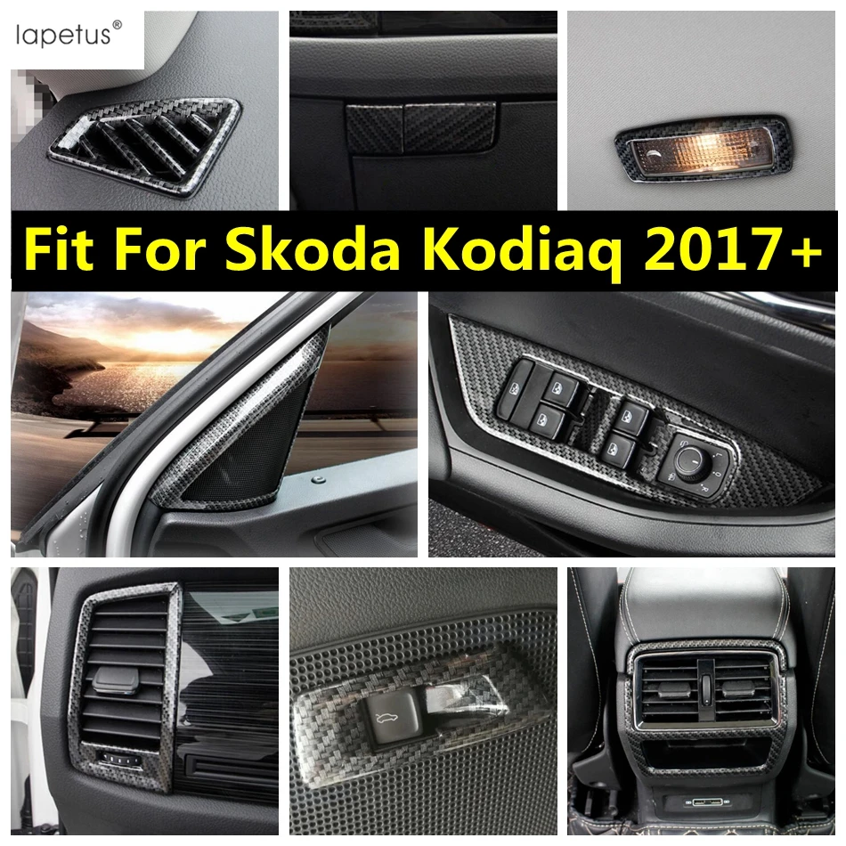 

Carbon Fiber Accessories For Skoda Kodiaq 2017 - 2023 Pillar A Speaker Window Lift Panel Air AC Vent Cover Trim ABS Interior Kit