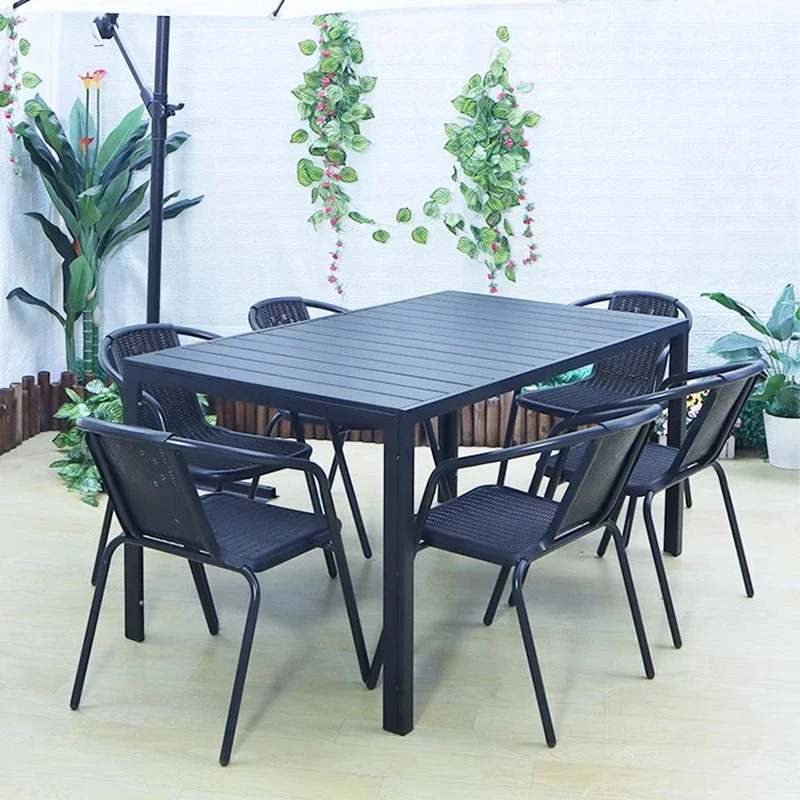 Meja Luar Ruangan Nordik Mewah Kursi Meja Luar Ruangan Hitam Modern Minimalis Kursi Taman Jardin Mobiliario Furnitur Luar Ruangan