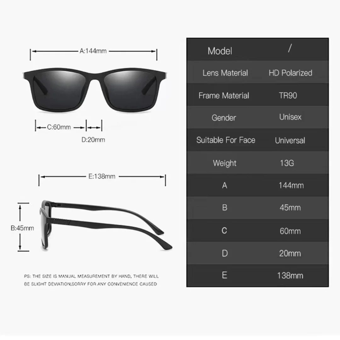 Men's and Women's TR Polarized Sunglasses Driving Sunglasses Fishing Eyewear Classic Fashion Sports UV400 Sunglasses