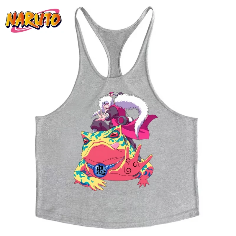 Men's Gym Stringer Vest, Naruto Jiraiya Graphic Tank Top, Quick-Dry Sleeveless Sweatshirt for Fitness Bodybuilding Workouts