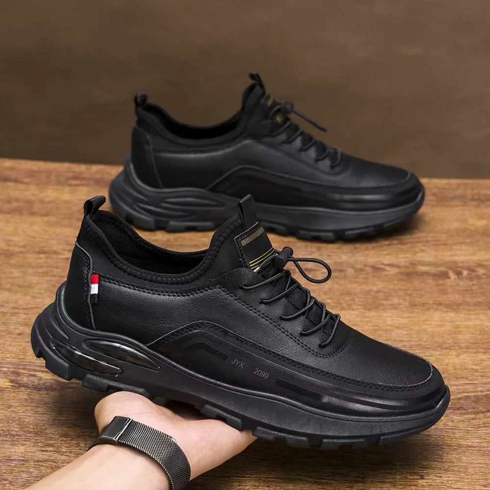 Zapatos Deportivos Casuales para Hombre, Talla Grande, Superficie de Cuero, Transpirables, Estilo Dad Shoes, Cómodos, Combinables con Todo, Primavera-Otoño