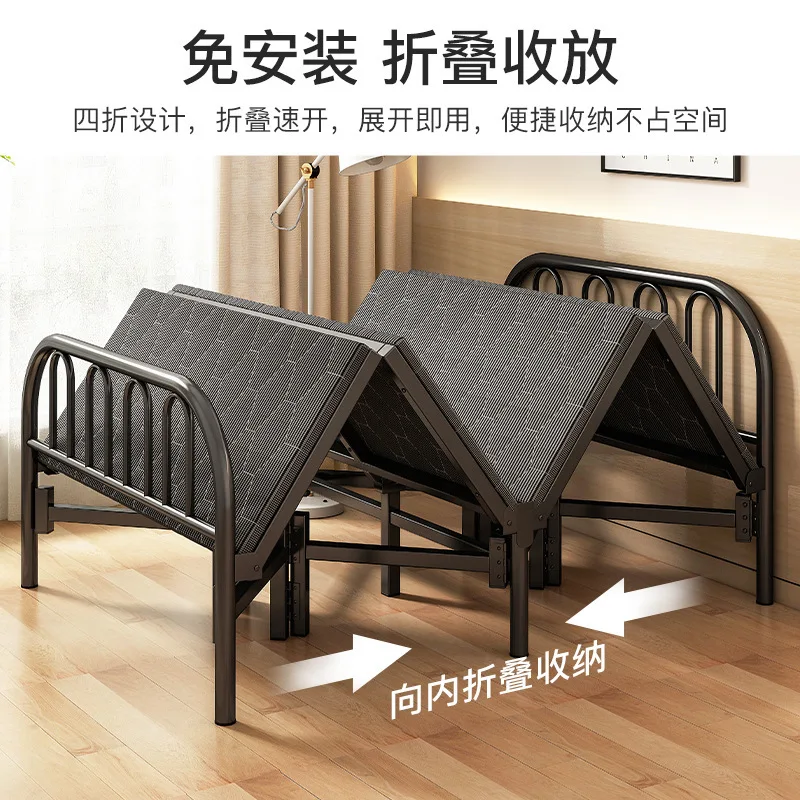 Folding bed single household adult hard board bed strong and durable