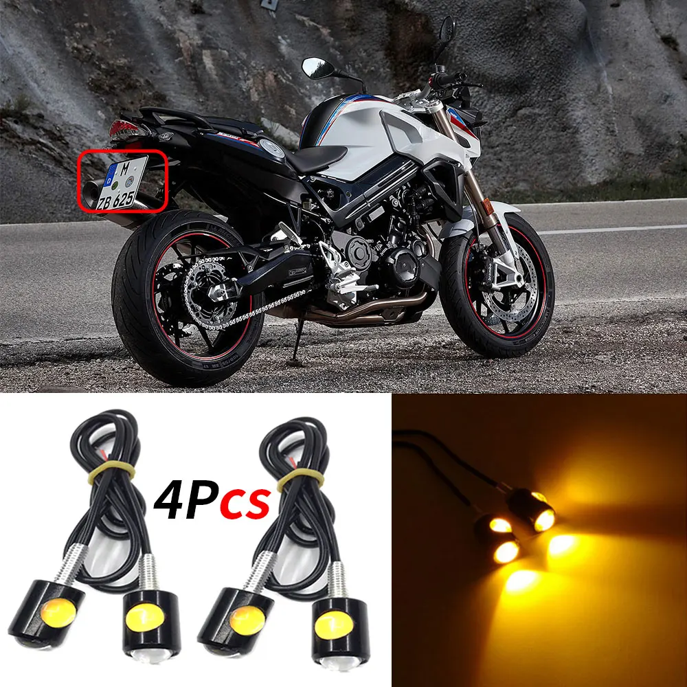 4Pcs Motorcycle License Plate Light 12V Led Car Tail Bulb Lens High Power Screw Bolt Bulbs Lamps Source Motorbike Accessories