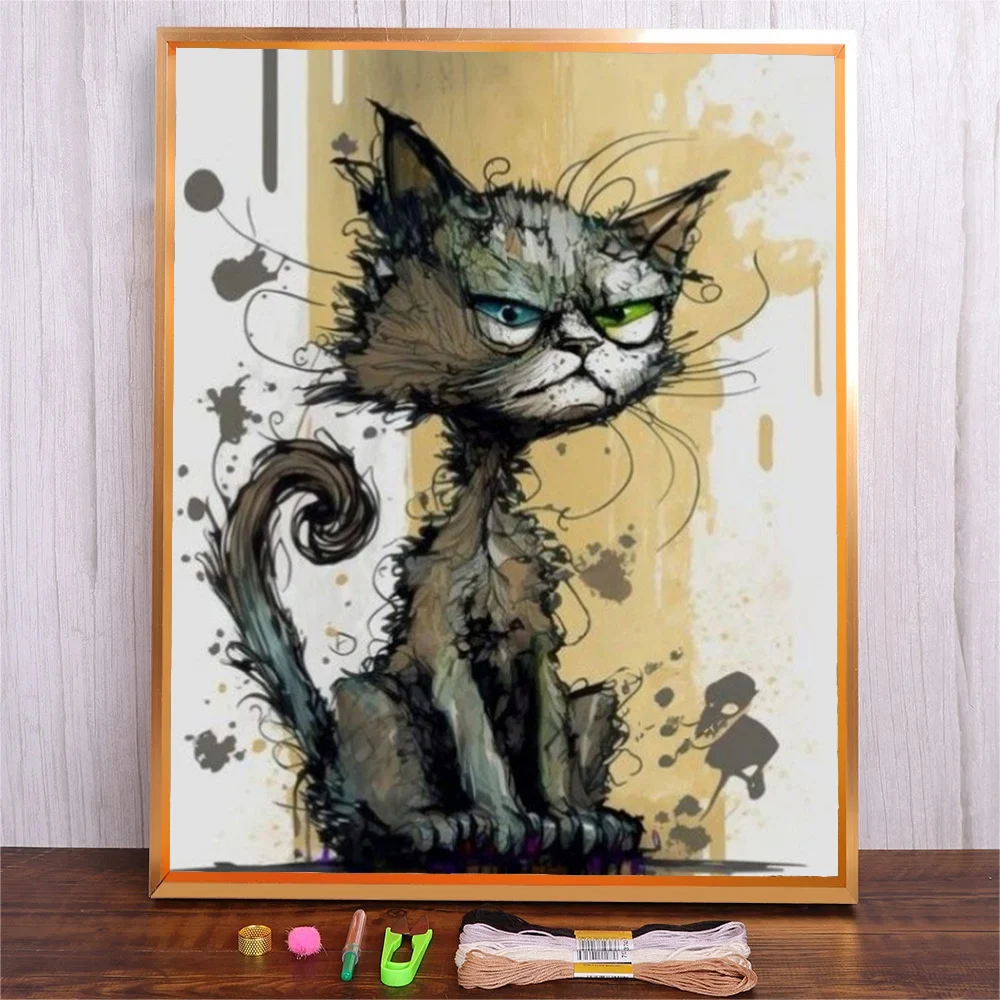 

DIY Cartoon Cat Printed Embroidery Kit Cotton Thread Cross Stitch Needlework Handmade Art Craft Painting Home Decor Dropshipping