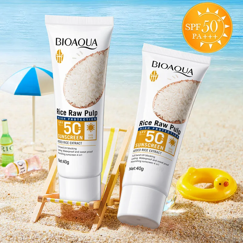 

Солнцезащитный крем BIOAOUA Rice Puree SPF50+-PA+++, изолирующий УФ-излучение, водостойкий, подходит для лица, шеи и тела.