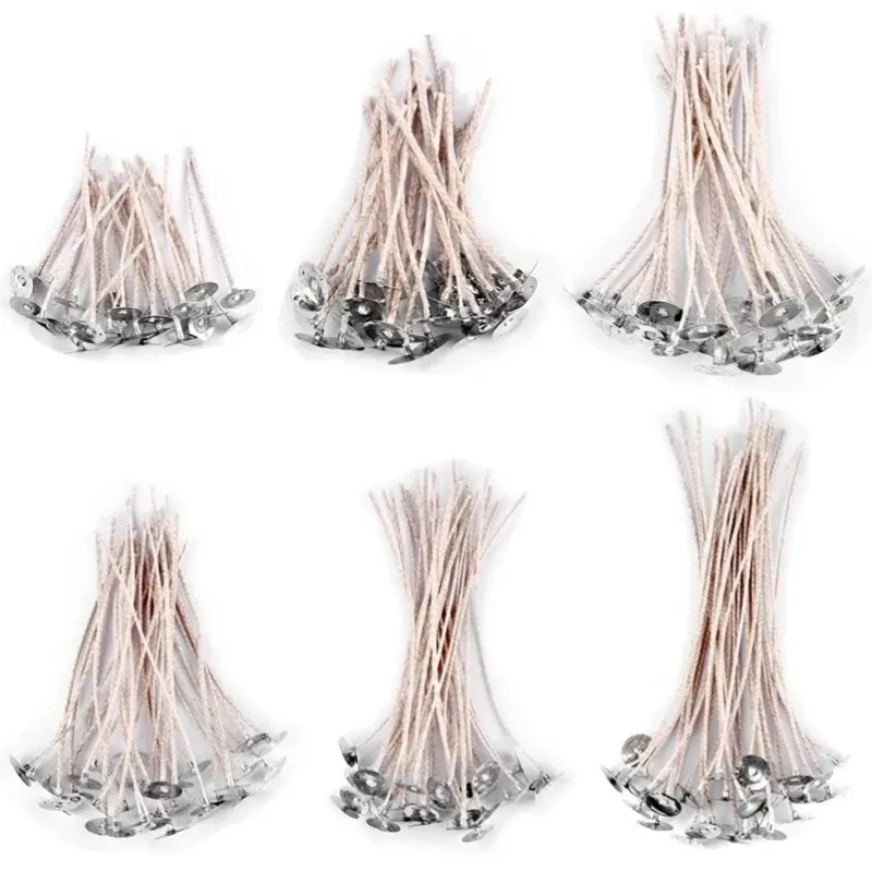 6-20cm 30pcs Smokeless Candle Wick Cotton Soy Wax Wick Large Base Household Scented Woven Candle Wick Kerosene Lamp Wax Thread