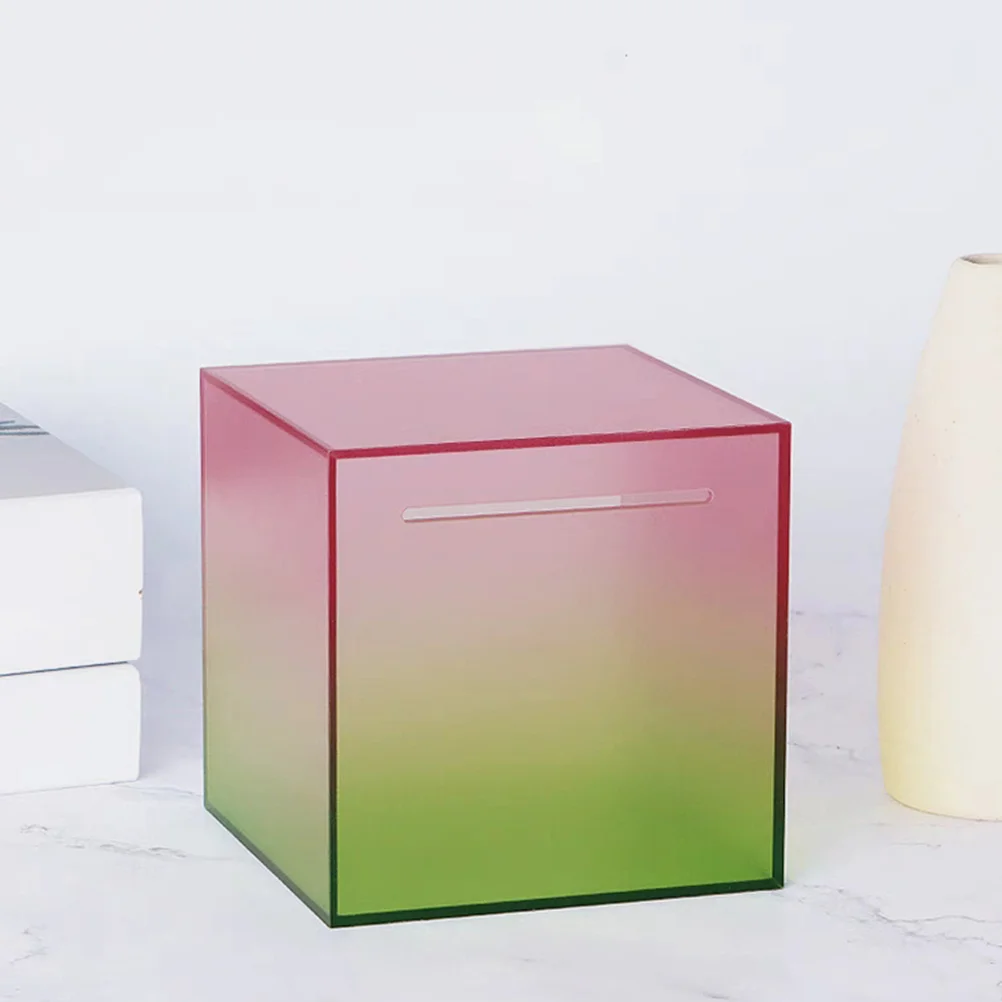 

Acrylic Coin Piggy Bank Cash Container Desktop Savings Jar Compact Compact Coin Container Money Storage Cube Break To Box