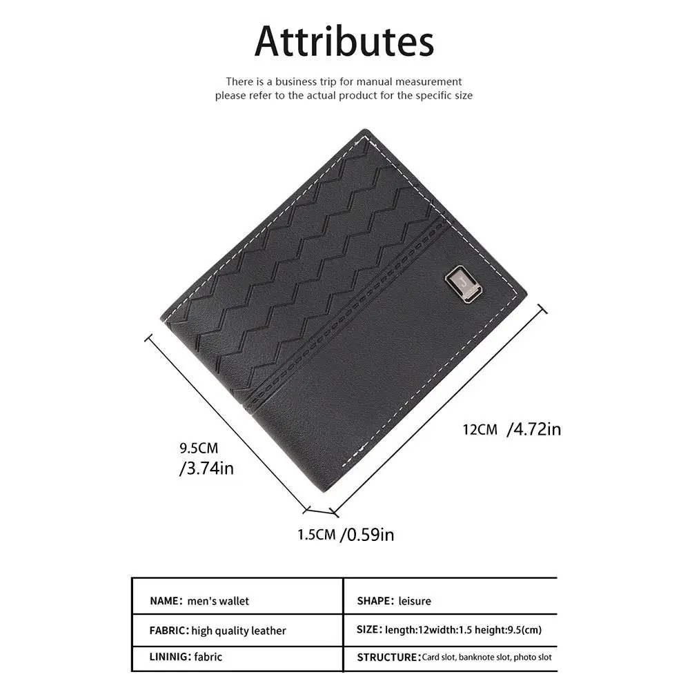 Two-fold Men Foldable Wallet Large Capacity Multi-card PU Leather Wallet Soft Multi-position Men's Short Wallet ID Card Holder