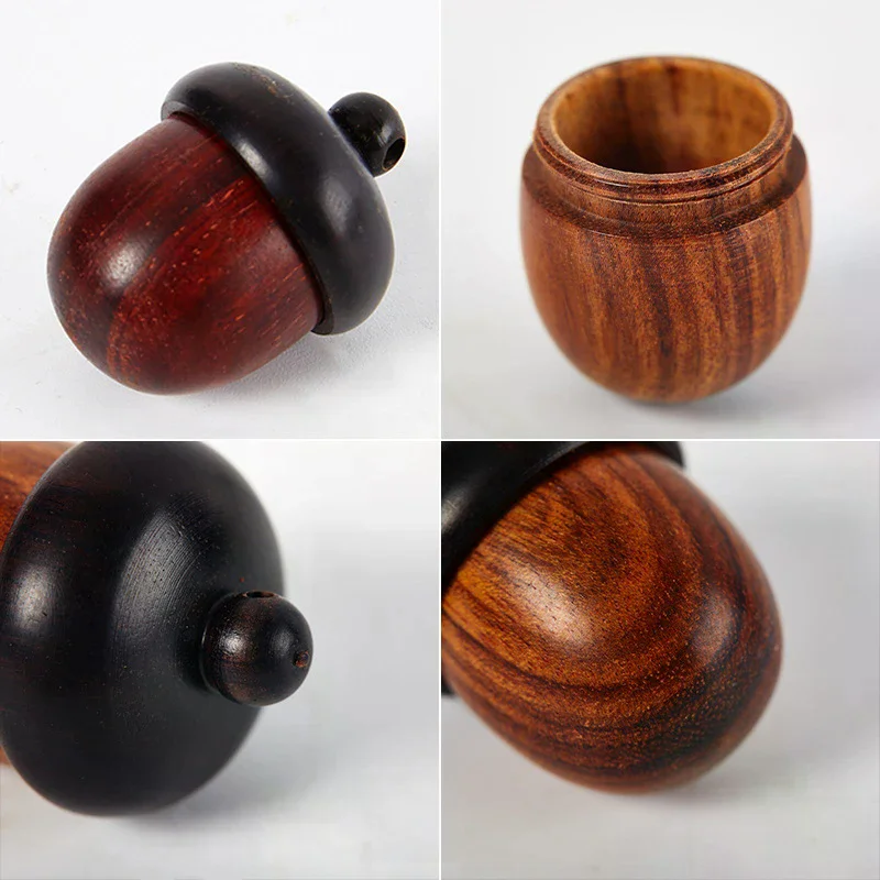 1/2PCS Mini Sandalwood Pill Boxes Portable Granule Storage Box Rescue Tablets Case Small Items Container DIY Acorn Pendants