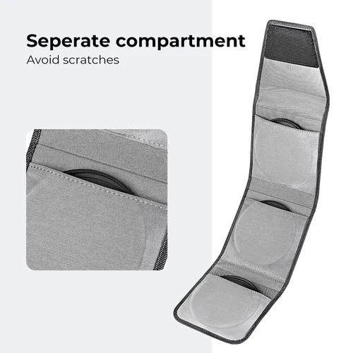 Imagen 2 del producto K & F CONCEPT nuevo estilo 3 bolsillos bolsa de filtro de lente bolsa de filtro de lente de cámara 49mm-82mm para filtro de lente de cámara ND UV CPL