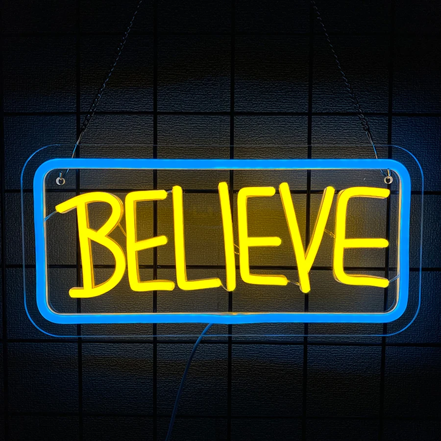 Believe Led Neon Sign, Used For Wall Decor, Bedroom Living Room, Man Cave Bar, Game Room, Classroom Wall Lamp, Christmas Gift.