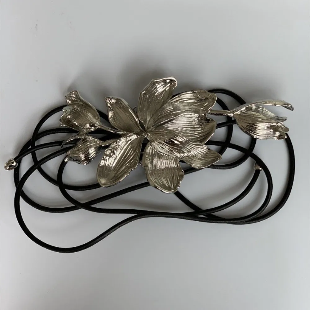 

Длинный регулируемый золотой ремень-цепочка с тюльпанами, винтажный, из искусственной кожи, с металлическими цветами, для джинсов, декоративный, массивный, женский