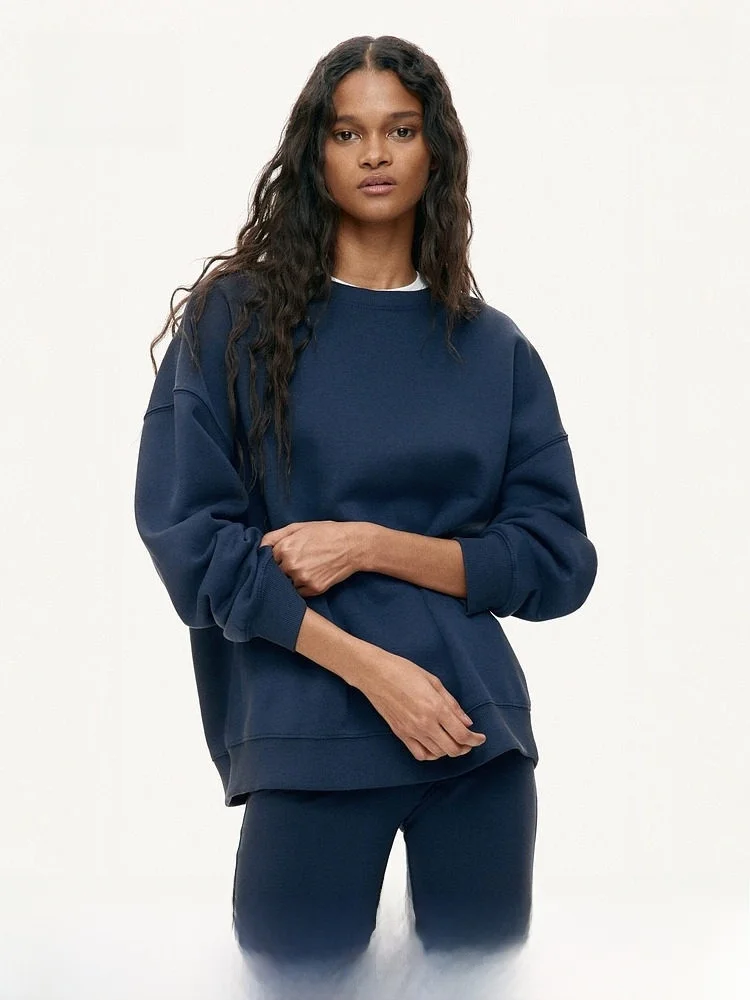 

Женская толстовка свободного кроя H&M, летняя новинка, повседневный стиль, с длинными рукавами, стандартной толщины, большого размера, оверсайз
