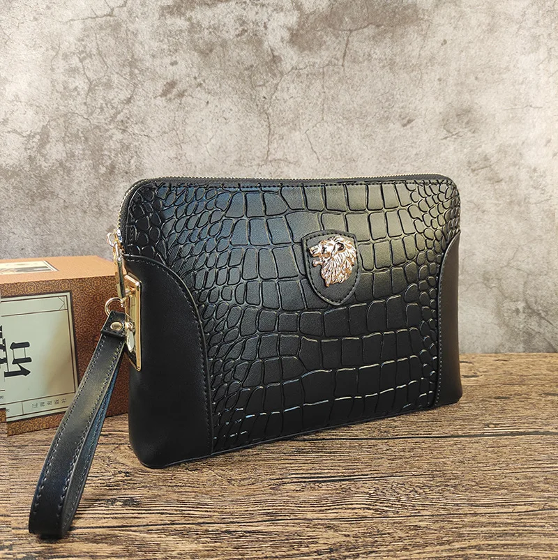 Large Capacity Clip Bag Genuine Messenger Luxury Brand Men Bag Handheld Smart Fingerprint Unlock Business Large Capacity Clutch