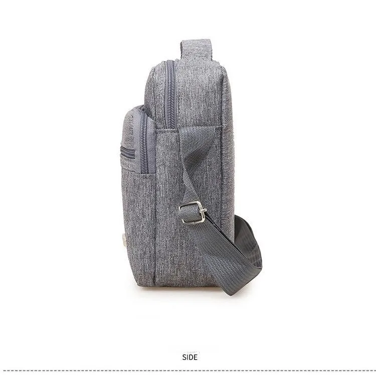 Bolsa de negócios impermeável multifuncional masculina, ombro Messenger Bags, Casual Canvas Travel Bag, Bolsa de armazenamento de cintura sólida