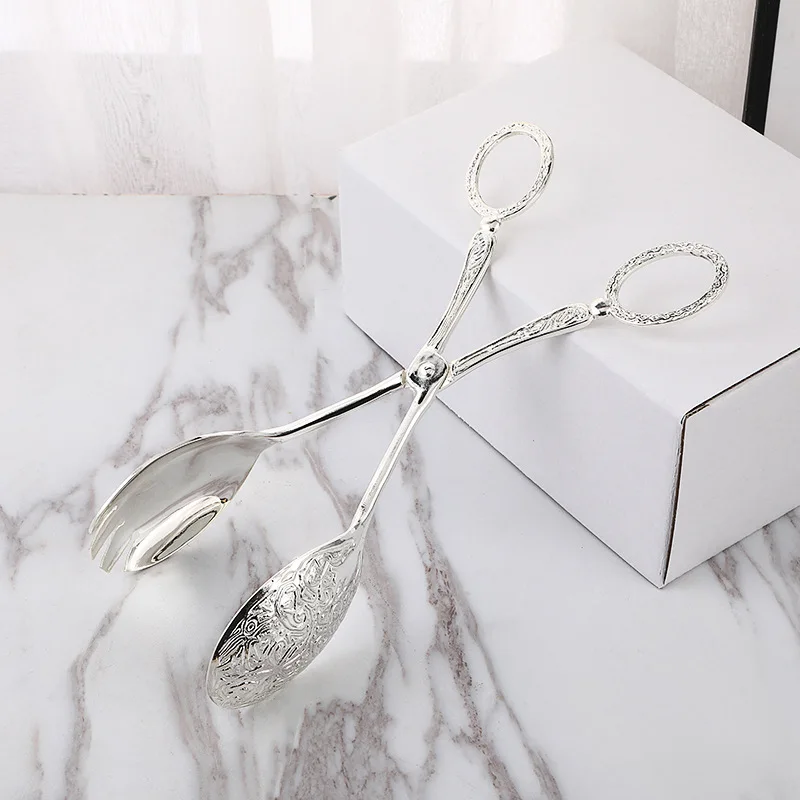 Zinc alloy metal spoon salad clip exquisite party self-service clip tray cake birthday party tableware clip multifunctional