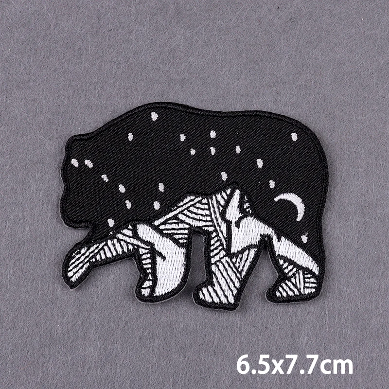 Mountain Deer Fox Adventure Patch Sun & Moon Embroidery Iron On Patches On Clothes Camping Outdoors DIY Sewing Applique Patch