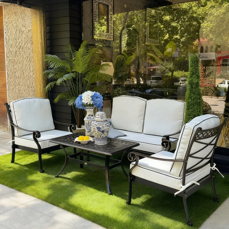 Swimming Pool Outdoor Courtyard Cast Aluminum Sofa Leisure Balcony Garden Sofa All Aluminum Outdoor Terrace American