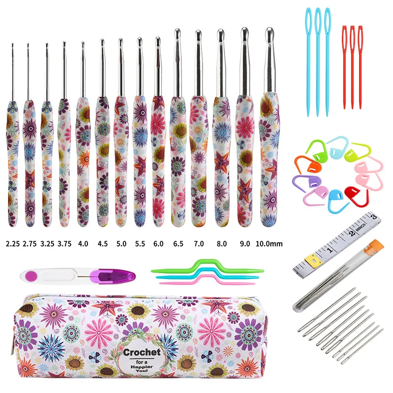 Ergonomic Crochet Hook Set Extra Long Kit Crochet Needles Knitting Crochet Tricot Accessories For Beginners Comfortable