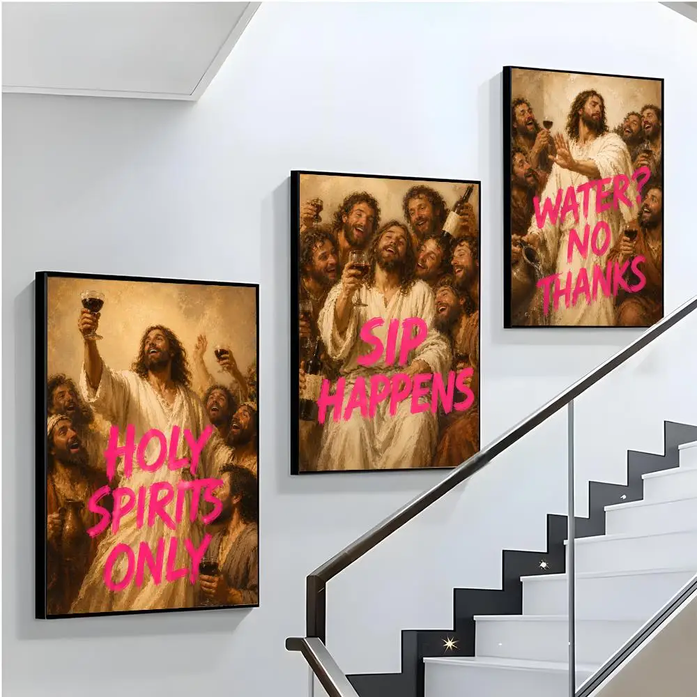 Anyone Mention Wine Jesus His Disciples Poster Home Living Bed Room Bar Hallway Sticky Wall Printing Waterproof Aesthetic Decor