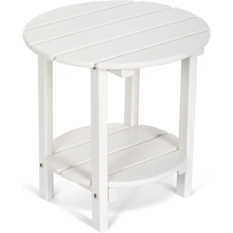 

2-Tier Round Adirondack Side Table - HDPE Outdoor End Table Weather Resistant for All Season Patio Furniture