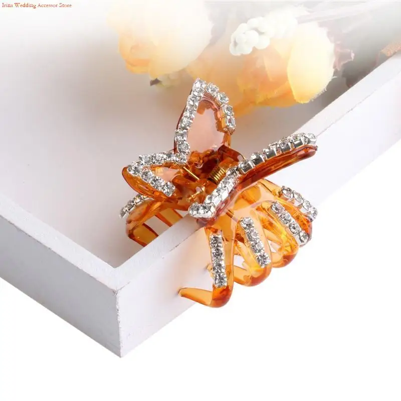 

G92D for Butterfly Crystal for Rhinestone Claw Hairpin Women Hair Clamp Accessory Cli