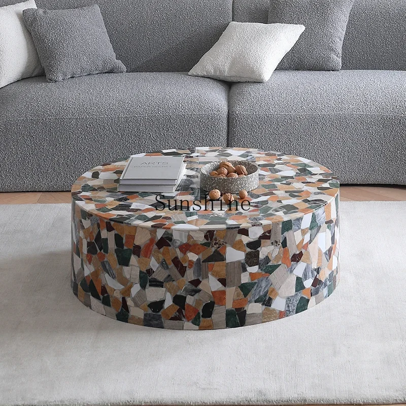 Marble round Italian minimalist light luxury villa furniture coffee table table