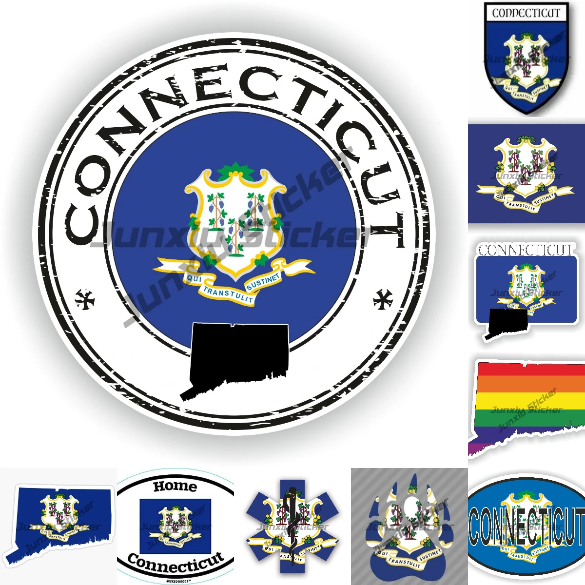 

Connecticut Star of Life Flag Emergency Services Vinyl Sticker Premium Quality Car Accessories Cover Scratches decal Decoration