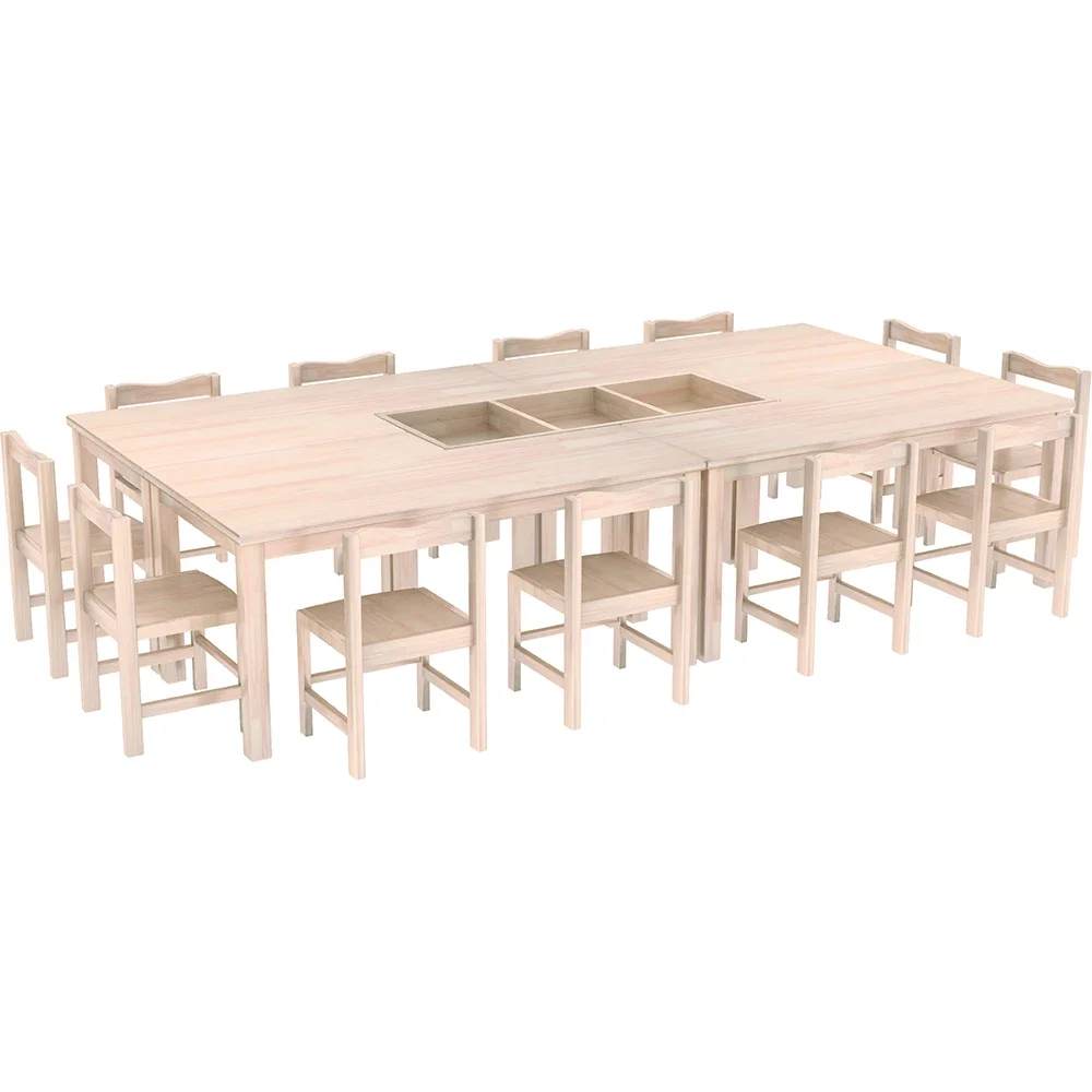 2026 Kindergarten School Table and Chair Furniture Set Classroom Wooden Furniture for Kids
