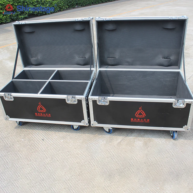 Caja de vuelo de aluminio con carro y ruedas, Hardware de Metal duradero y placa de madera de polietileno, equipo de precisión de transporte