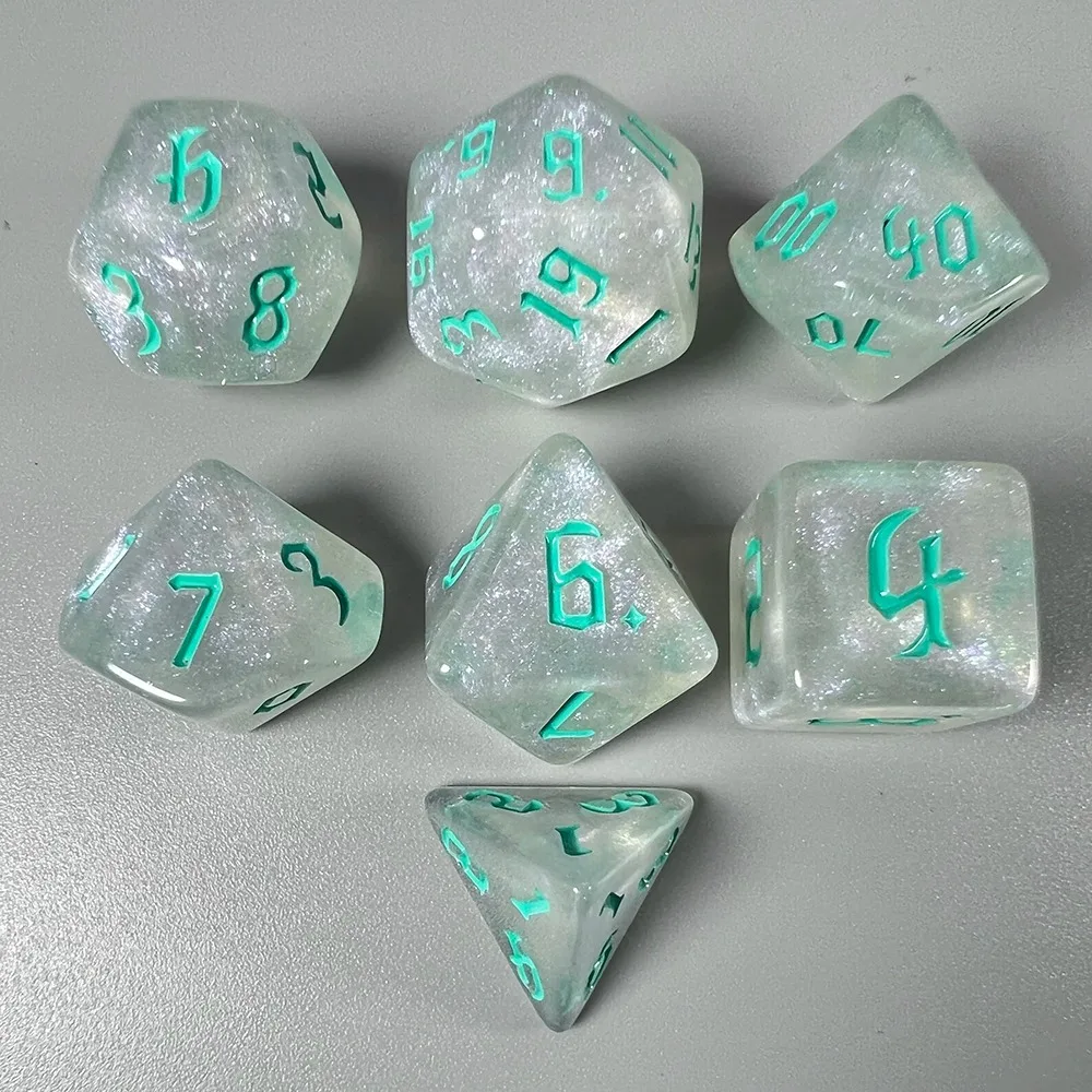 

7Pcs/Set Durable Acrylic DND Dice D4 D6 D8 D10 D12 D20 Polyhedral Dice 7-Die Game Dice Table Game