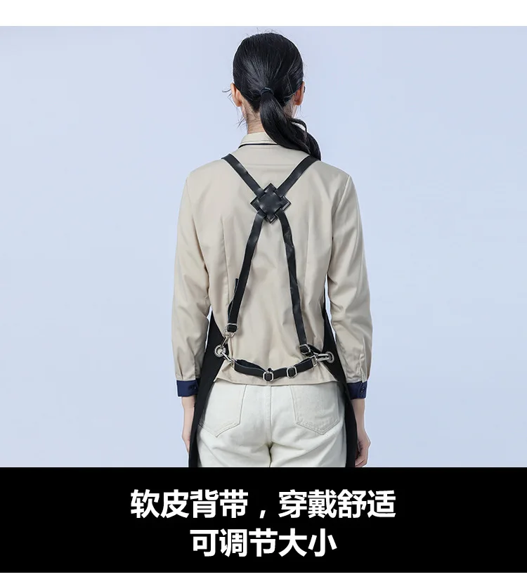 High Grade Leather Pocket Barber Floral Artist Kitchen Men and Women Durable Overalls Coffee Shop Custom Logo Nail Chef Apron